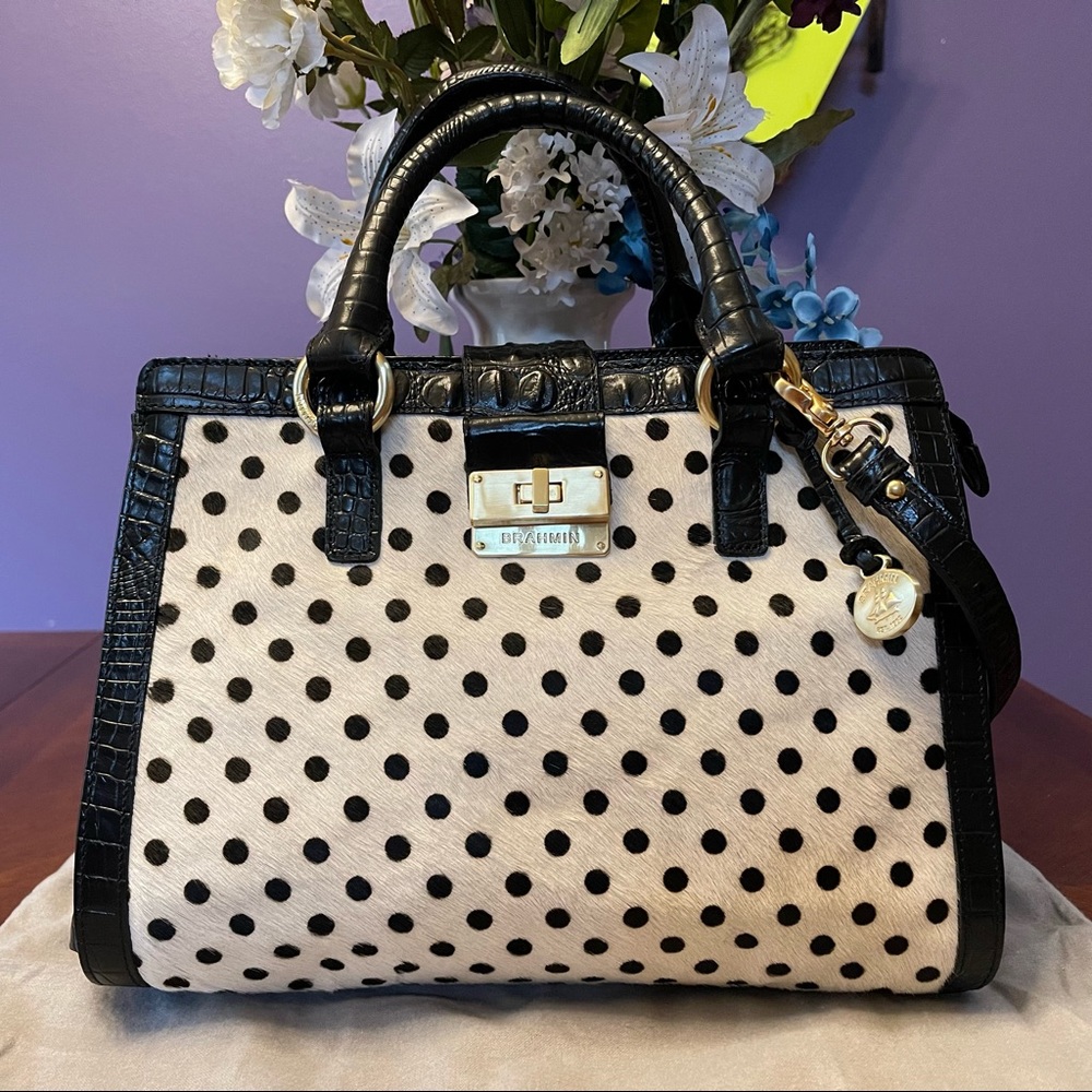 RARE FIND!!! NWT Brahmin Black Luna Calf Hair Annabelle Satchel Bag